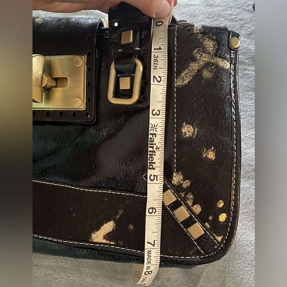 Charlie Lapson Black & Gold Leather & Cowhide Purse - Picture 13 of 14